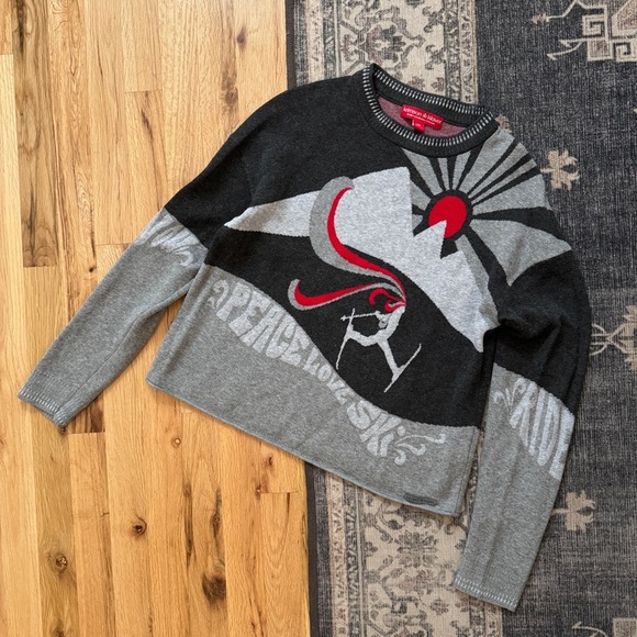 Krimson Klover Suzanne Peace Love Ski Graphic Intarsia Pullover Sweater XSmall - Picture 6 of 6